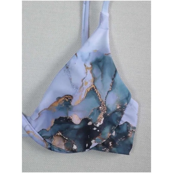 Boho Marble Print Cheeky Bottom Bikini Cover up Set - Picture 2 of 4
